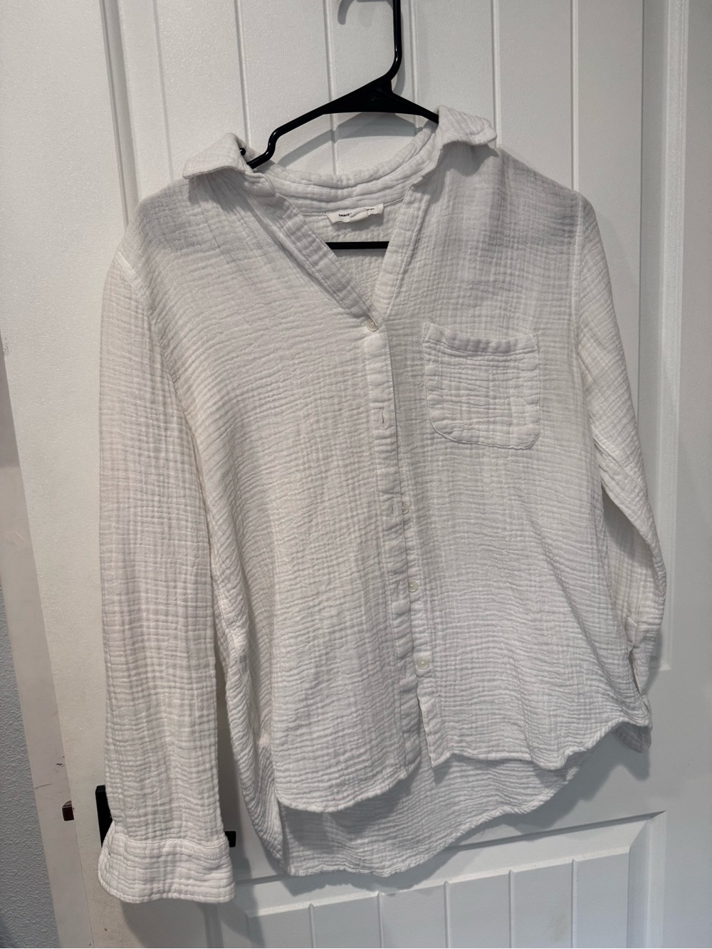beachlunchlounge White Cotton Gauze Casual Button-Down Shirt